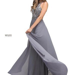 Abby Paris Halter Chiffon Overskirt Dress